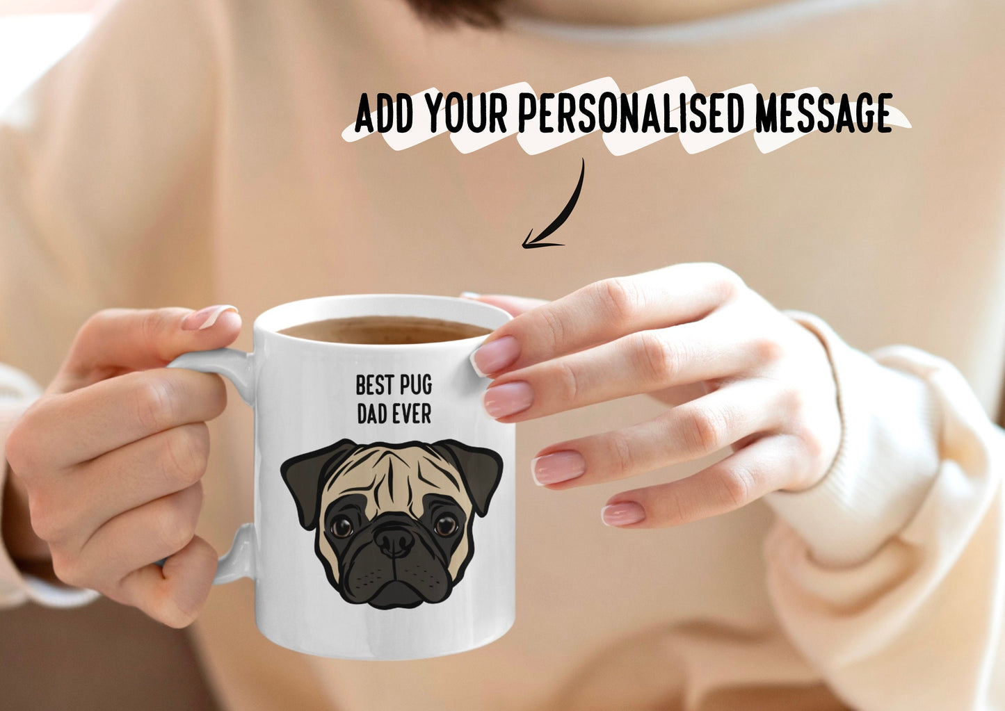 Custom Pug Print Coffee Mug