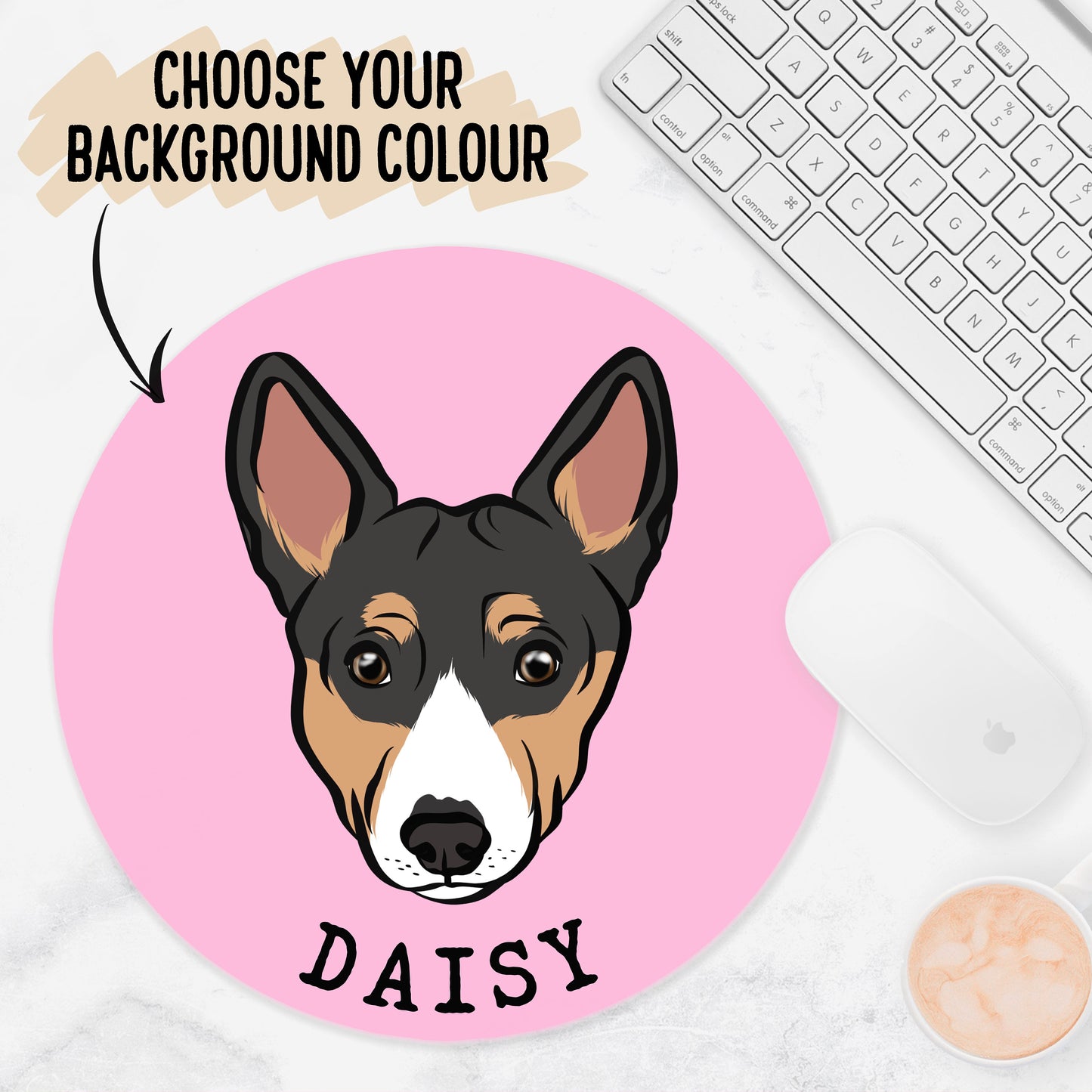 Personalised Basenji Portrait Mouse Mat