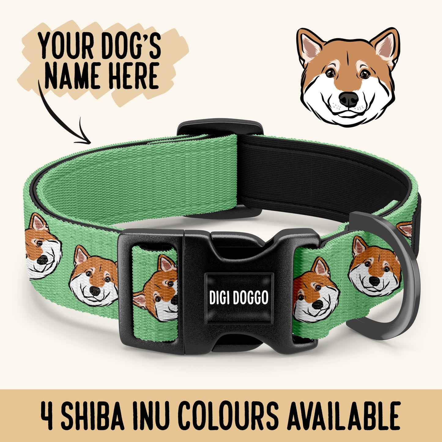 Shiba Inu Dog Collar/ Buckle Dog Sublimation Collar/ Pet Collar With Name/ Personalised Shiba Inu Collar/ Bespoke Cute Shiba Lover Gifts