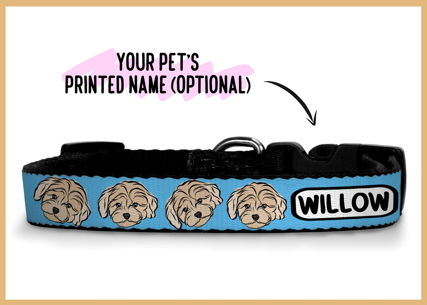 Maltipoo Dog Collar/ Personalised Maltipoo Face Pattern Dog Collar/ Sublimation Dog Collar/ Small Dog Breed Collar/ Cute Maltipoo Owner Gift