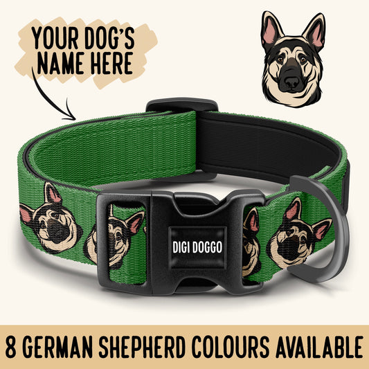 German Shepherd Collar/ Personalised Pet Portrait Collar/ Custom GSD Dog Collar Gift/ Sublimation Dog Collar/ Large Dog Breed Collar