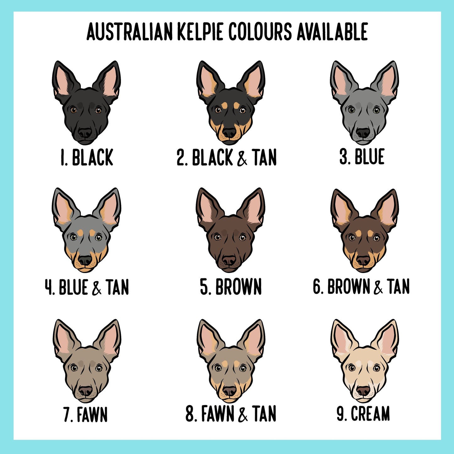Australian Kelpie Collar/ Personalised Kelpie Face Pattern Dog Collar/ Sublimation Pet Collar/ Dog Neck Collar/ Kelpie Mum Owner Lover Gift