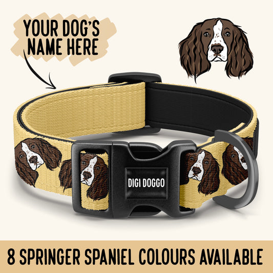 Springer Spaniel Collar/ Personalised Dog Collar/ Custom Name Pet Collar/ Designer Pet Collar/ Springer Spaniel Owner Gift/ Dog Mum Present