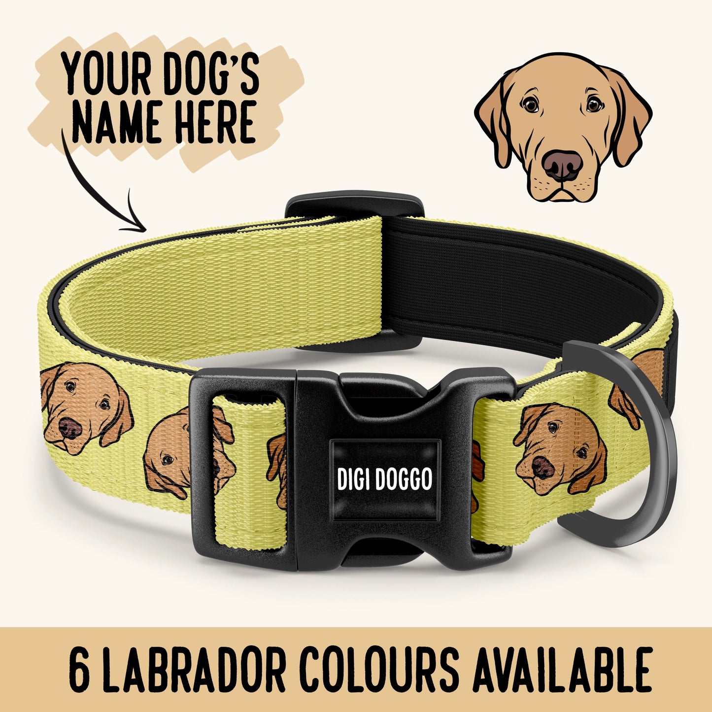 Labrador Personalised Collar/ Labrador Face Pattern Collar/ Customisable Sublimation Dog Collar/ Labrador Dog Mum/ Labrador Art Lover Gift