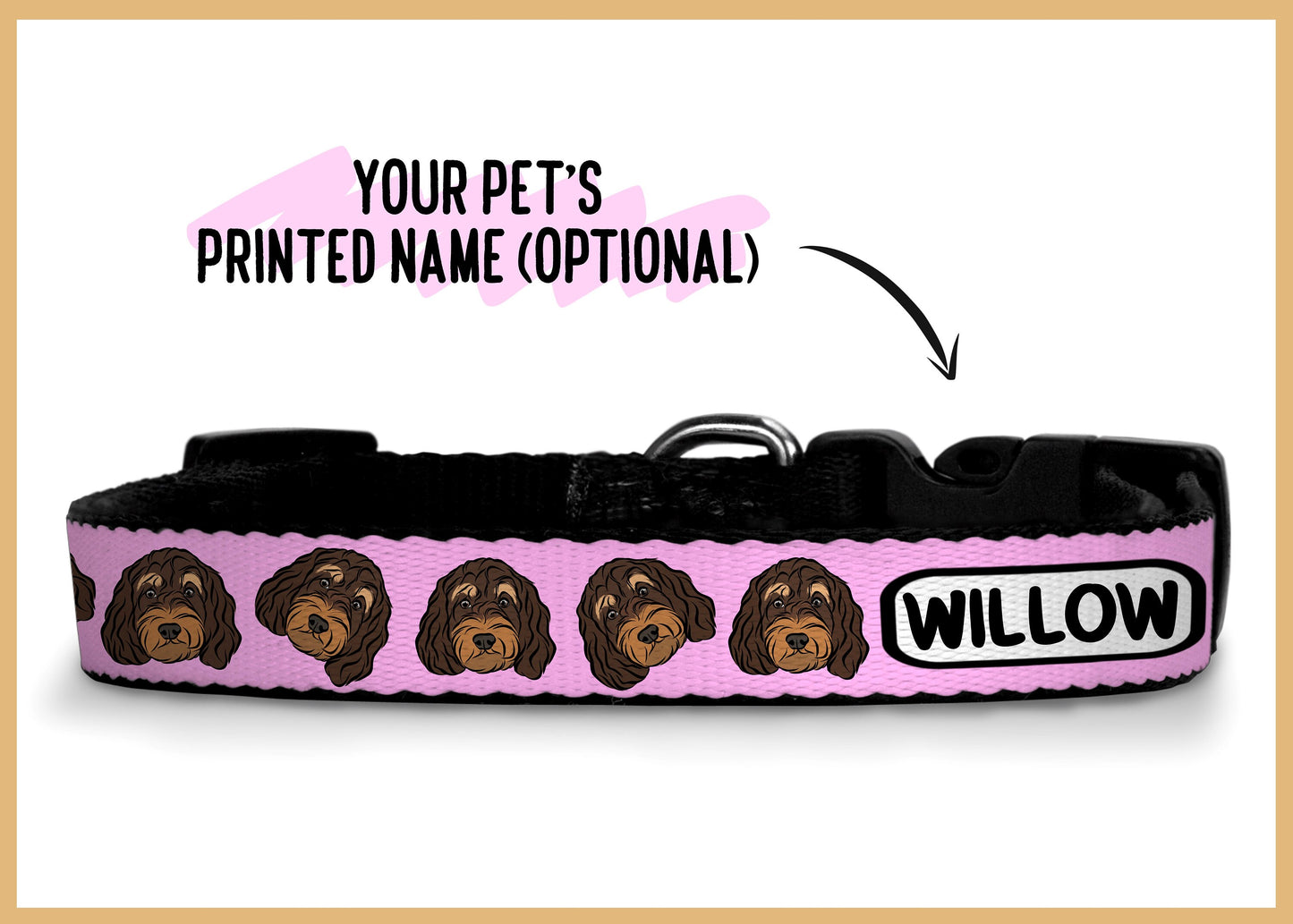 Cockapoo Print Collar/ Personalised Cockapoo Face Pattern Dog Collar/ Sublimation Dog Collar/ Dog Neck Collar/ Cute Cockapoo Owner Gift