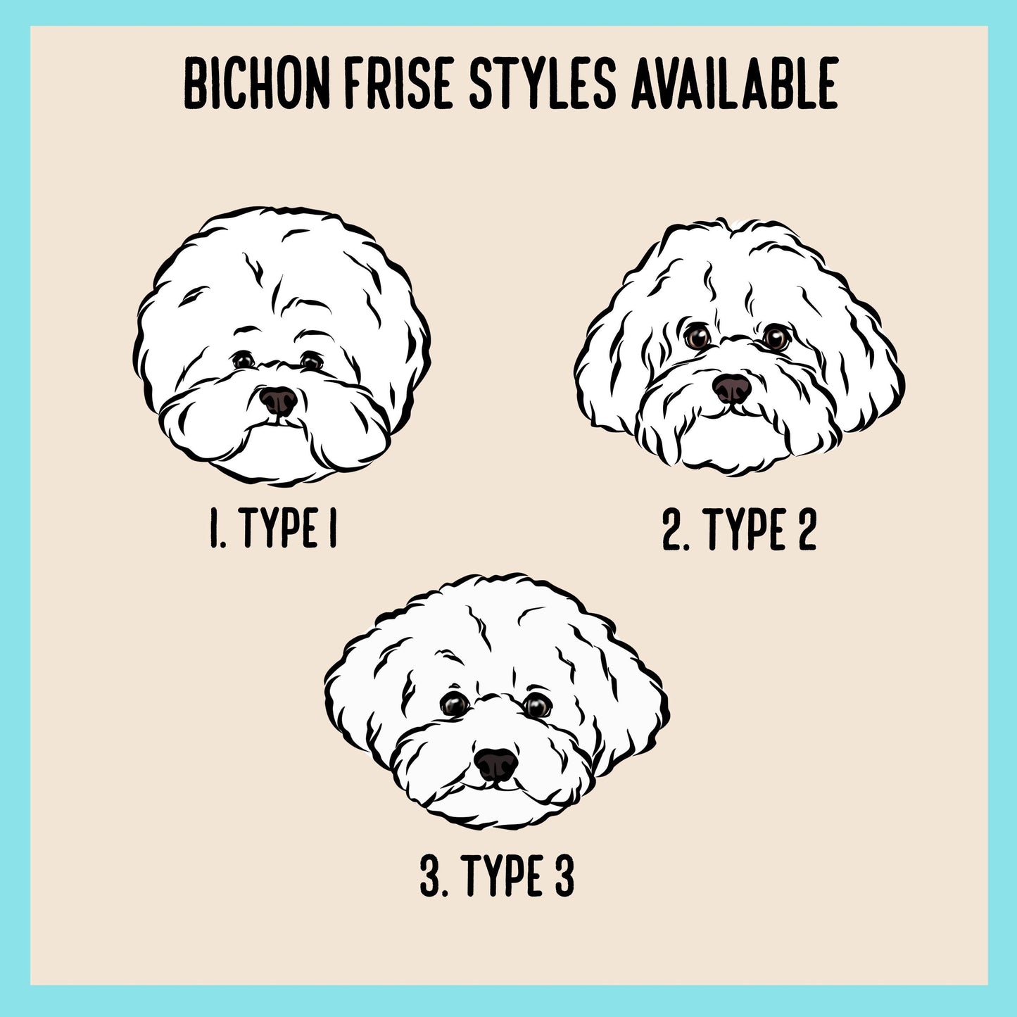 Bichon Frise Collar/ Personalised Bichon Frise Illustration Face Pattern Collar/ Sublimation Print Dog Collar/ Dog Neck Collar Customisable