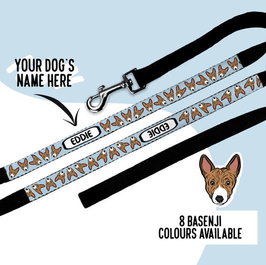 Personalised Basenji Portrait Dog Leash