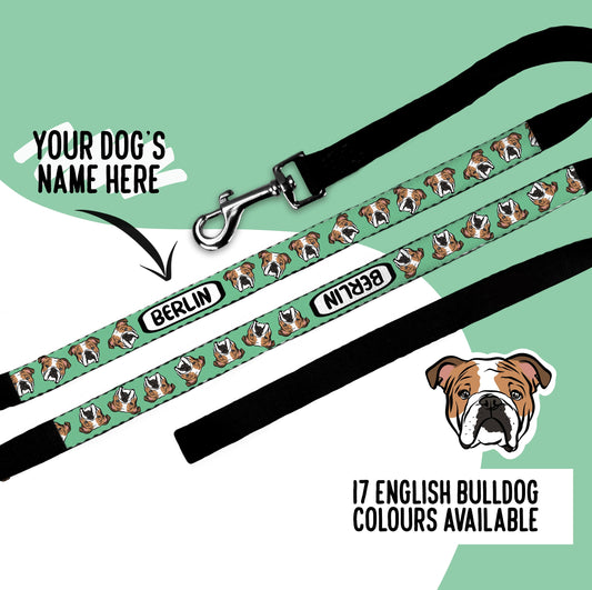 Personalised English Bulldog Portrait Dog Leash