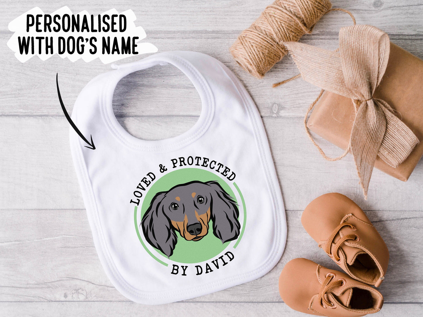 Long Haired Dachshund Baby Bib