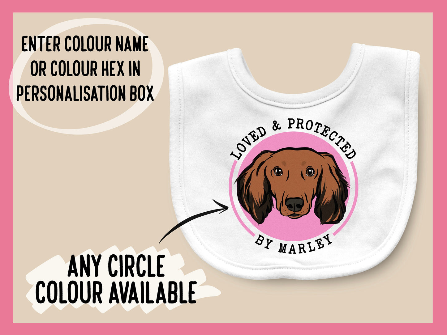 Long Haired Dachshund Baby Bib