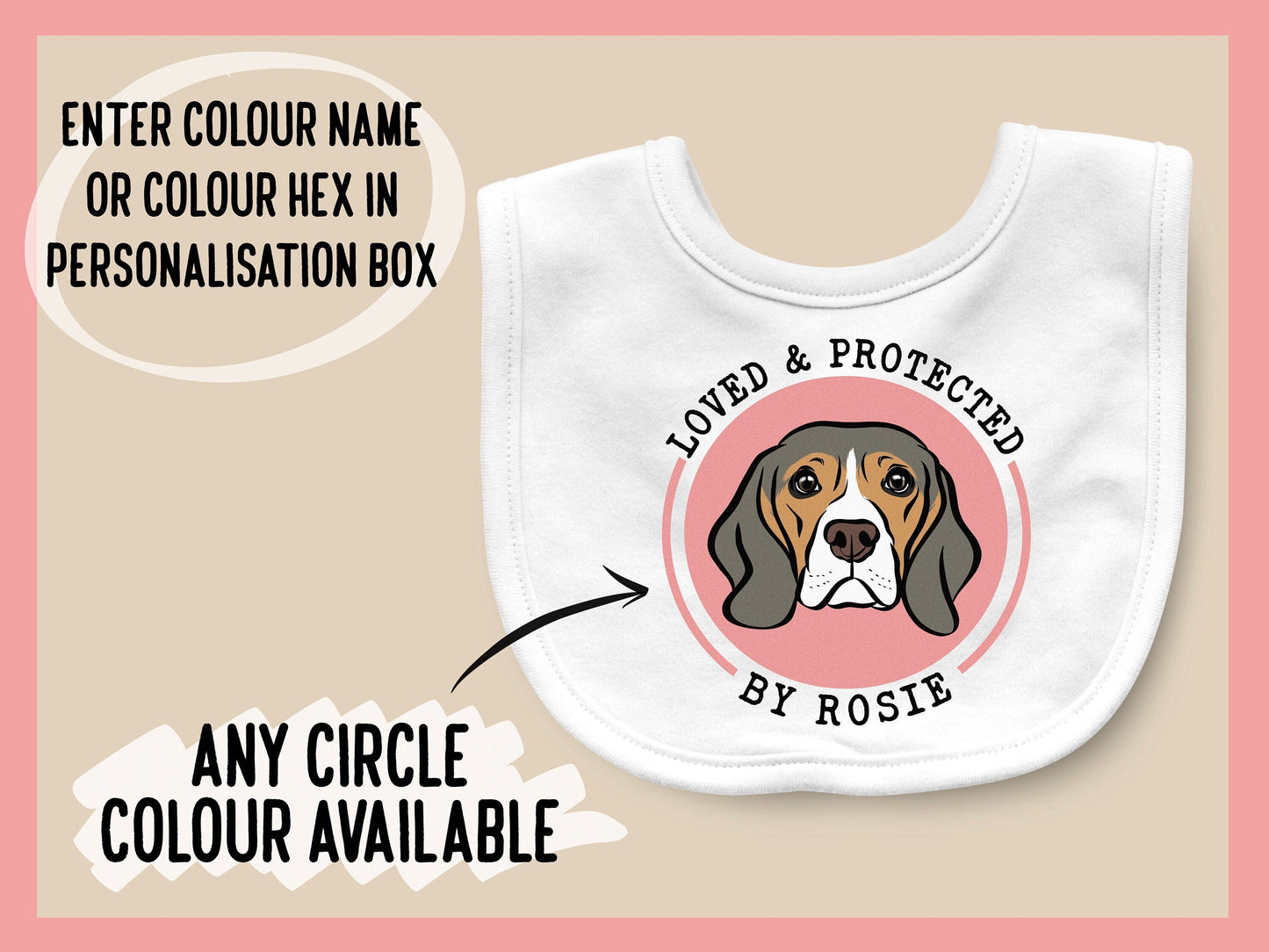 Personalised Beagle Baby Bib