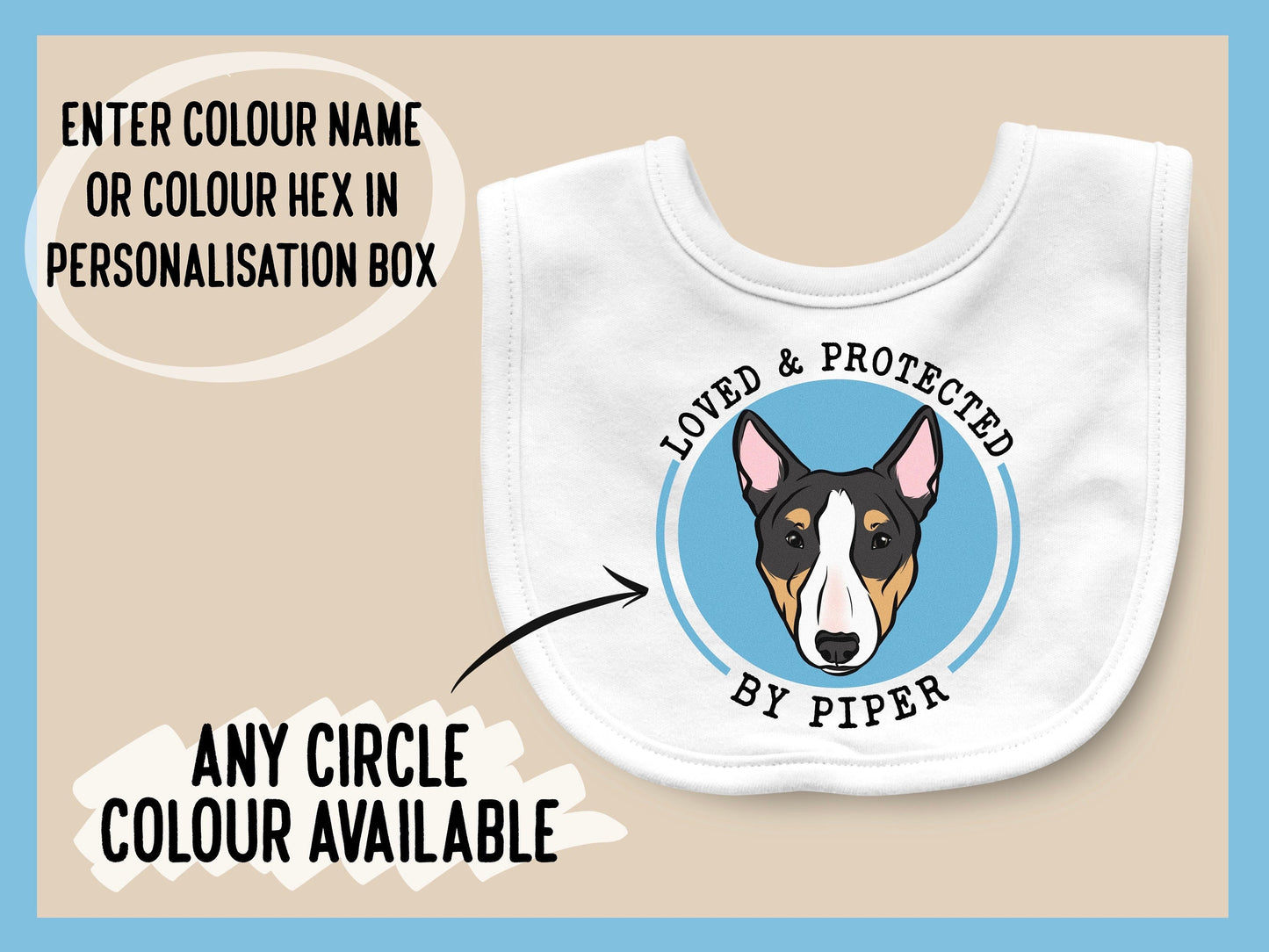 Bull Terrier Face Baby Bib