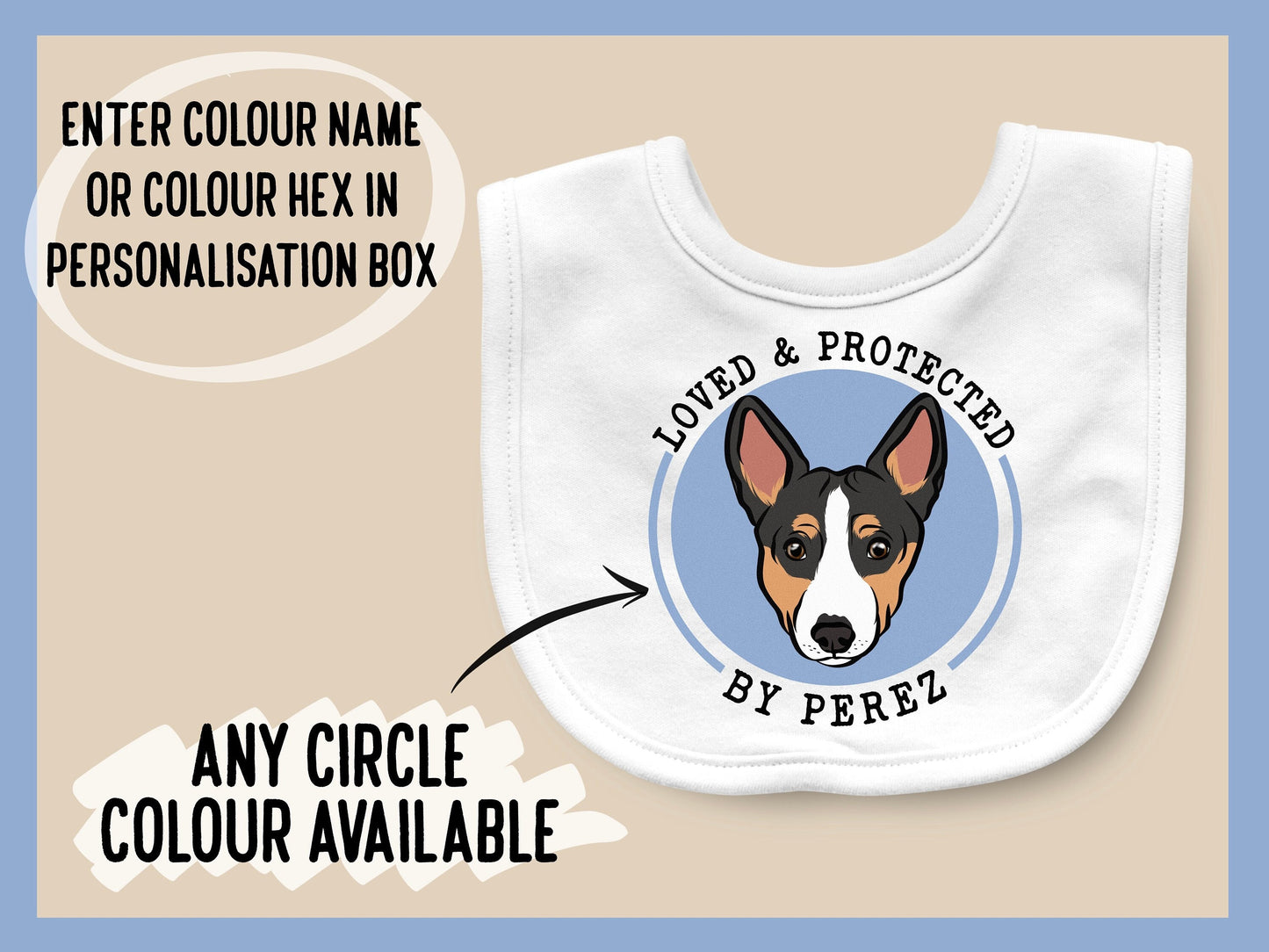 Basenji Face Baby Bib