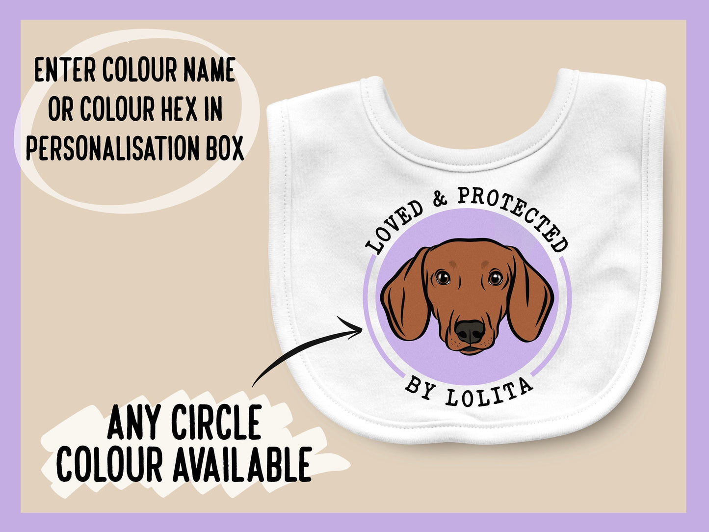 Dachshund Face Baby Bib