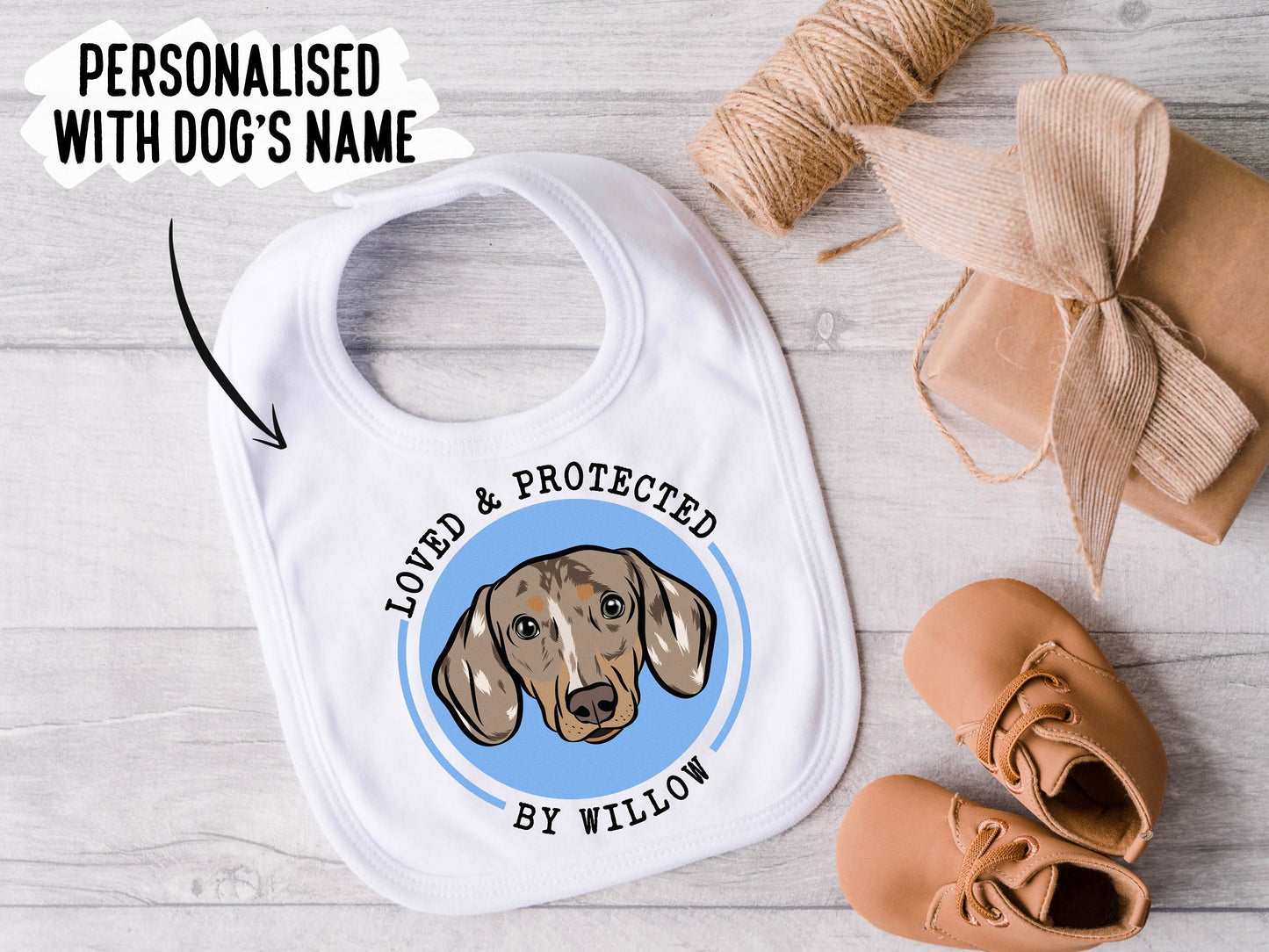 Dachshund Face Baby Bib