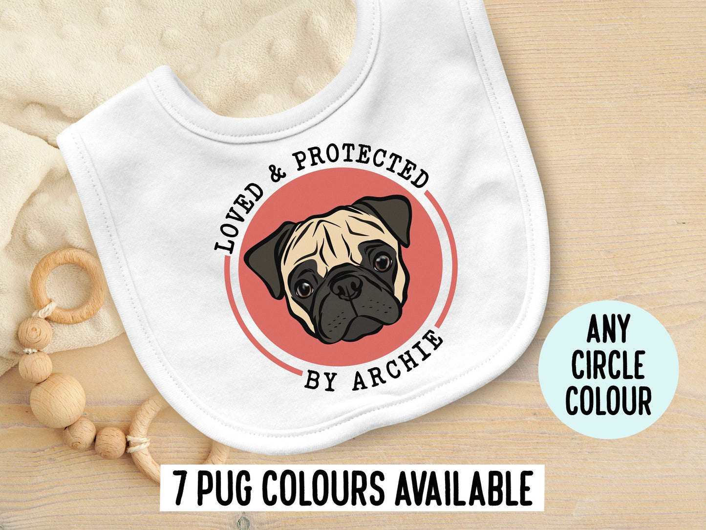 Custom Pug Baby Bib