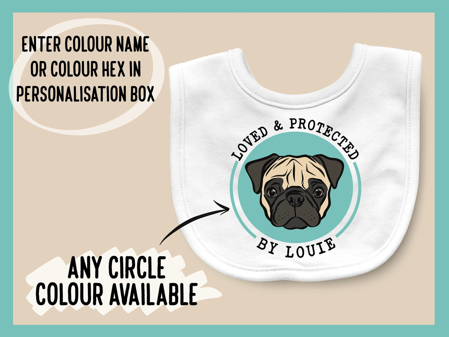 Custom Pug Baby Bib