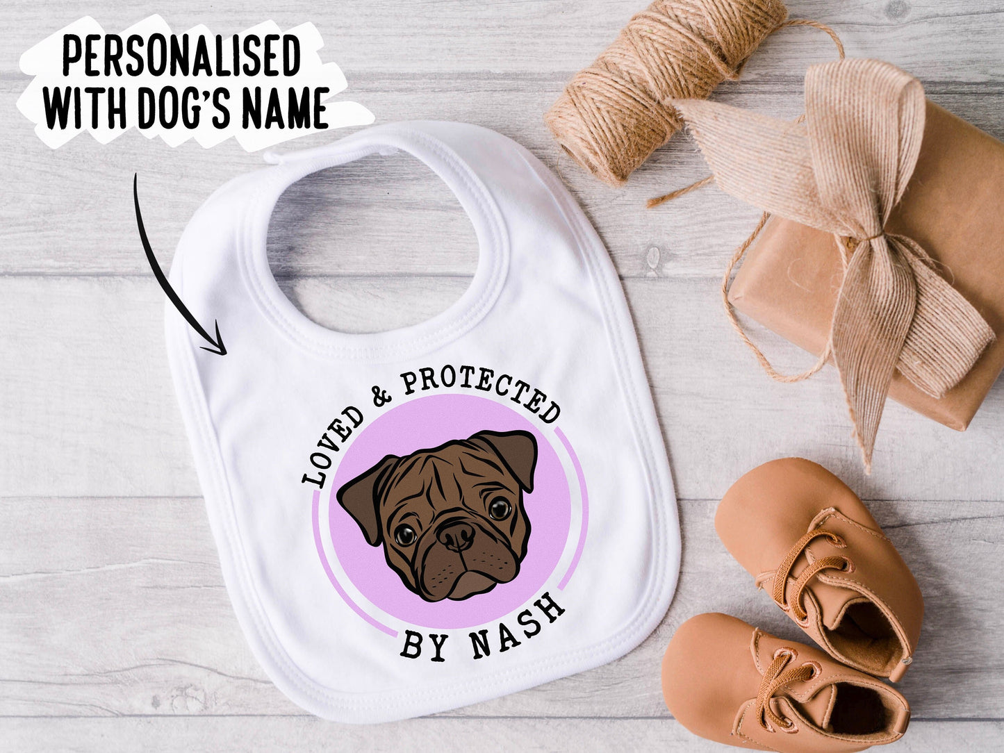 Custom Pug Baby Bib