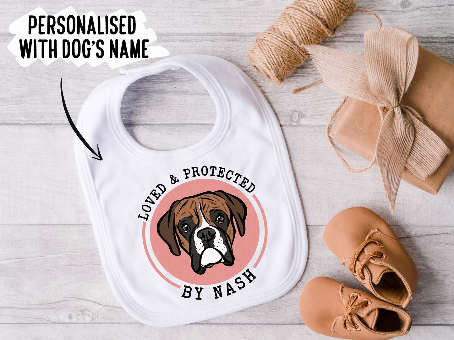 Boxer Dog Face Baby Bib