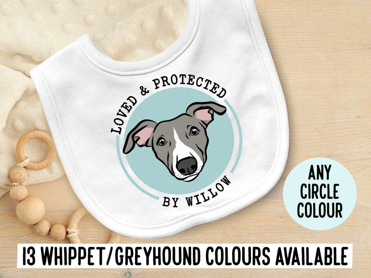 Whippet Portrait Baby Bib