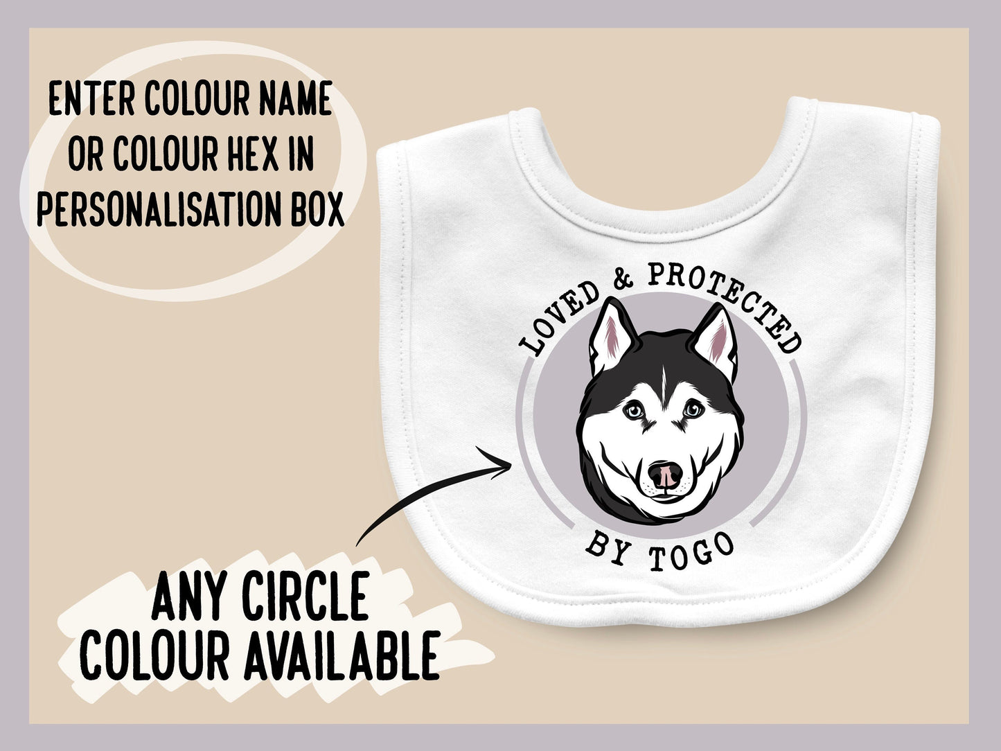 Siberian Husky Baby Bib