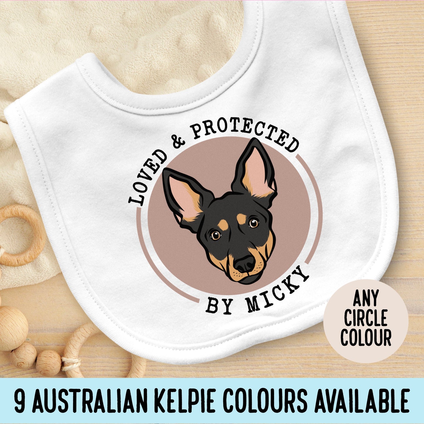 Kelpie Portrait Baby Bib