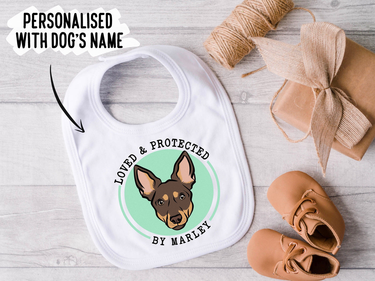 Kelpie Portrait Baby Bib