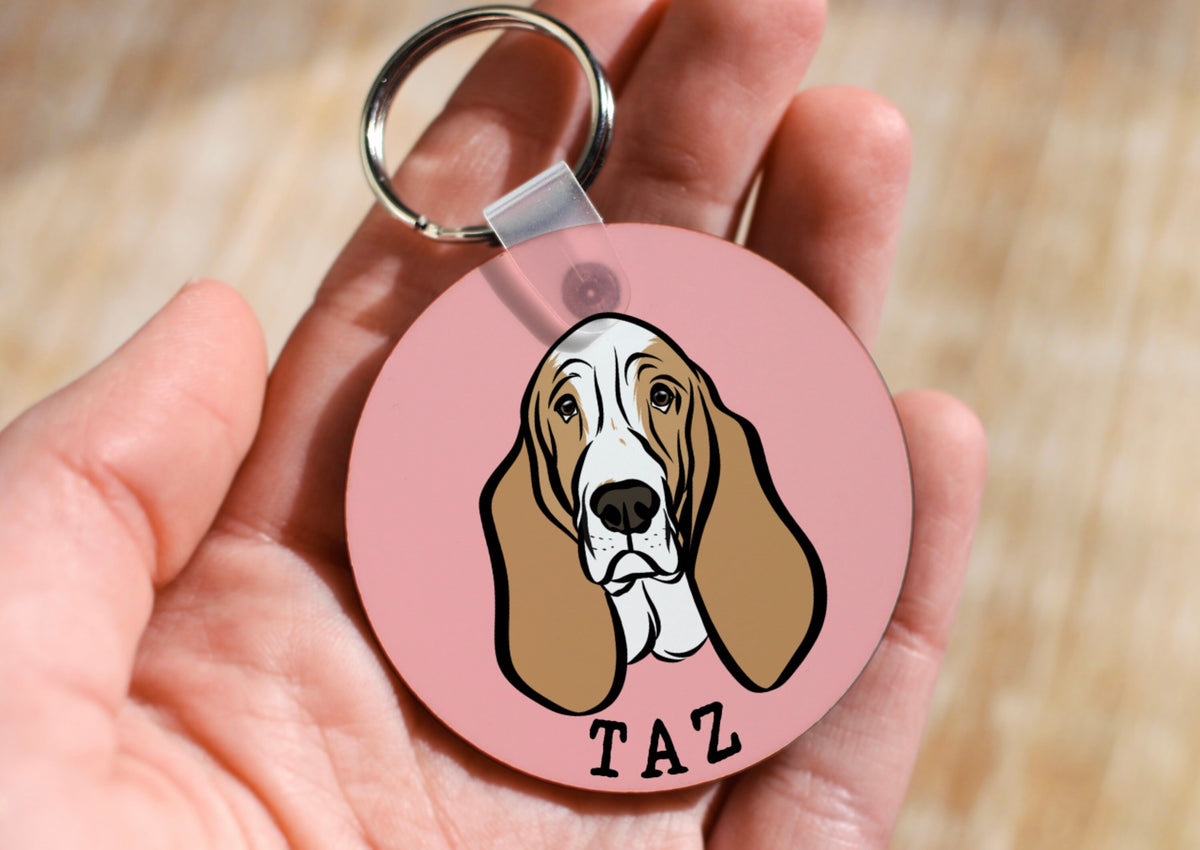 Black & White Basset Hound Acrylic Dog Keychain | Cartoon Kawaii Art Black & White Basset Hound Acrylic Dog Keychain | Cartoon Kawaii Art