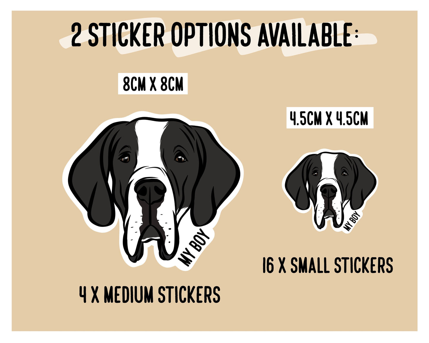 Great Dane Face Stickers