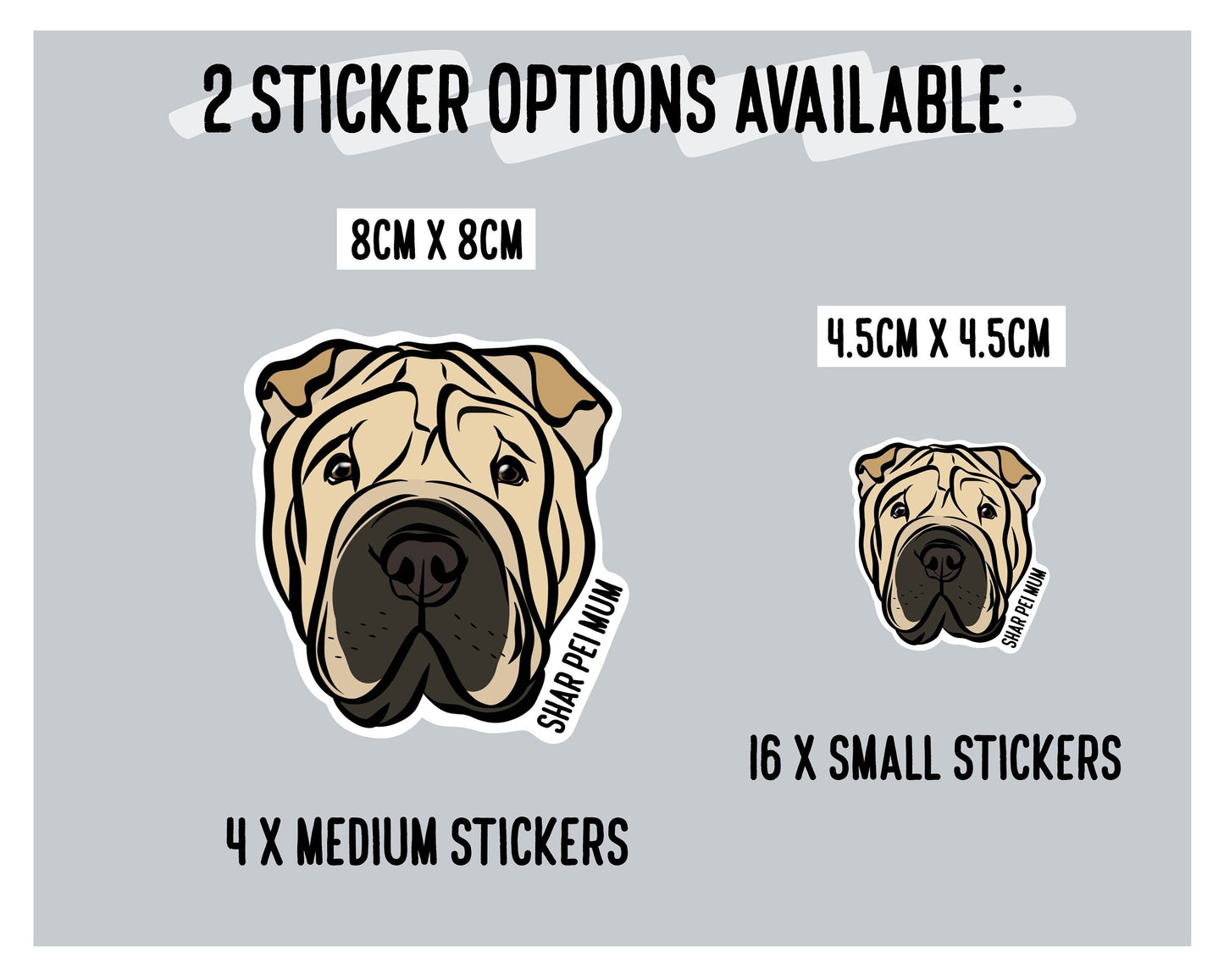 Personalised Shar Pei Stickers