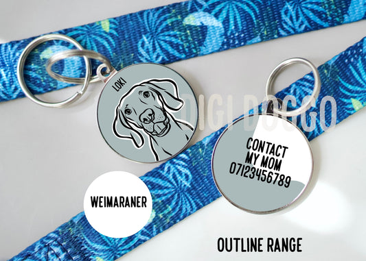 Weimaraner Outline ID Tag/ Dog Breed Collar Tag/ Custom Pet Name ID Tag/ Personalised Weimaraner Lover Gift/ Bespoke Breed Dog Tag