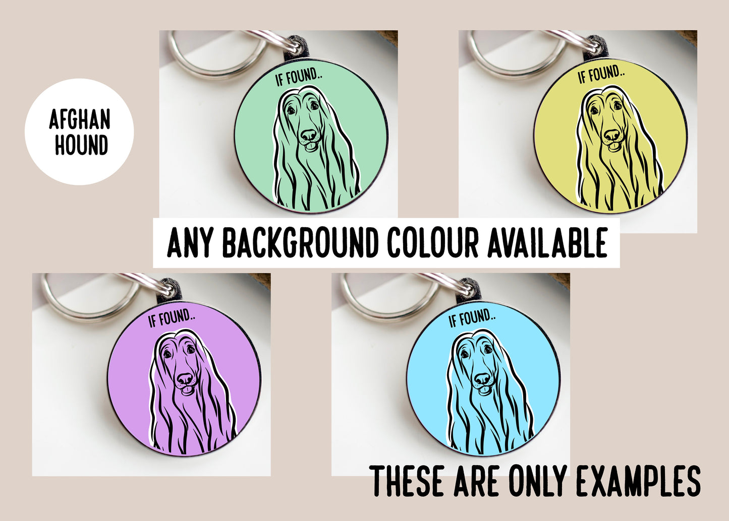 Afghan Hound Outline ID Tag/ Personalised Afghan Hound Portrait Tag/ Bespoke Dog Owner Gift/ Afghan Hound Lover Keepsake Gift/ Dog Tag Gift