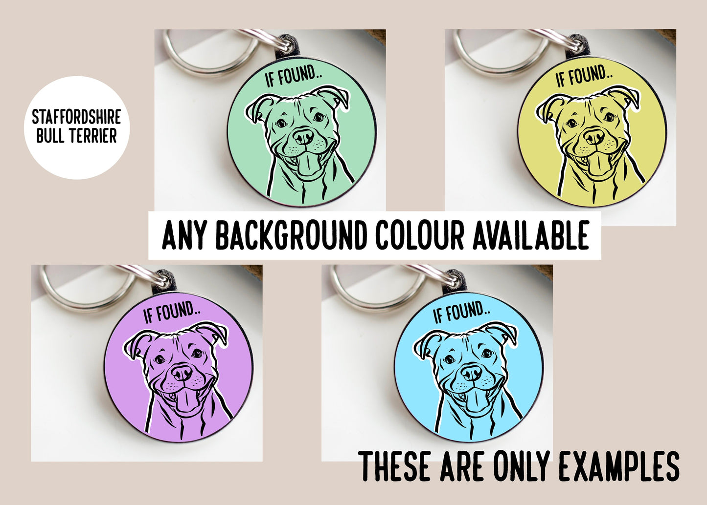 Staffordshire Bull Terrier Outline ID Tag/ Personalised Circle ID Dog Tag/ Pet Keepsake Gift/ Bespoke Staffordshire Bull Terrier Owner Gift