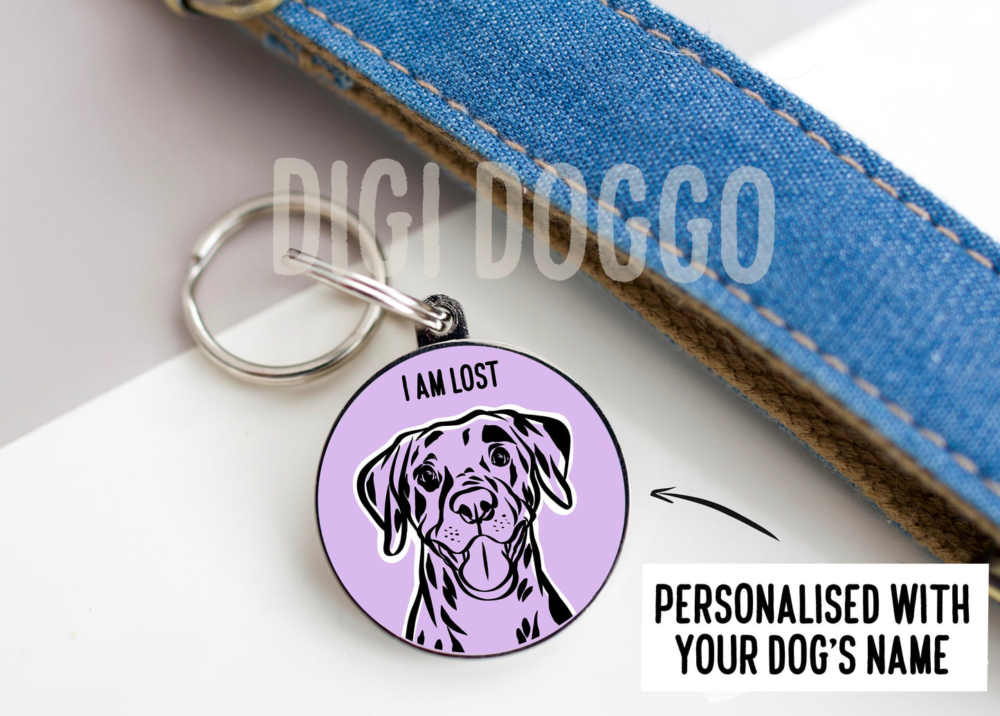 Dalmatian Outline ID Tag/ Dog Breed Line Drawing Collar Tag/ Trendy Pet Charm/ Customised Dalmatian Portrait Tag/ Pet Keepsake Gift