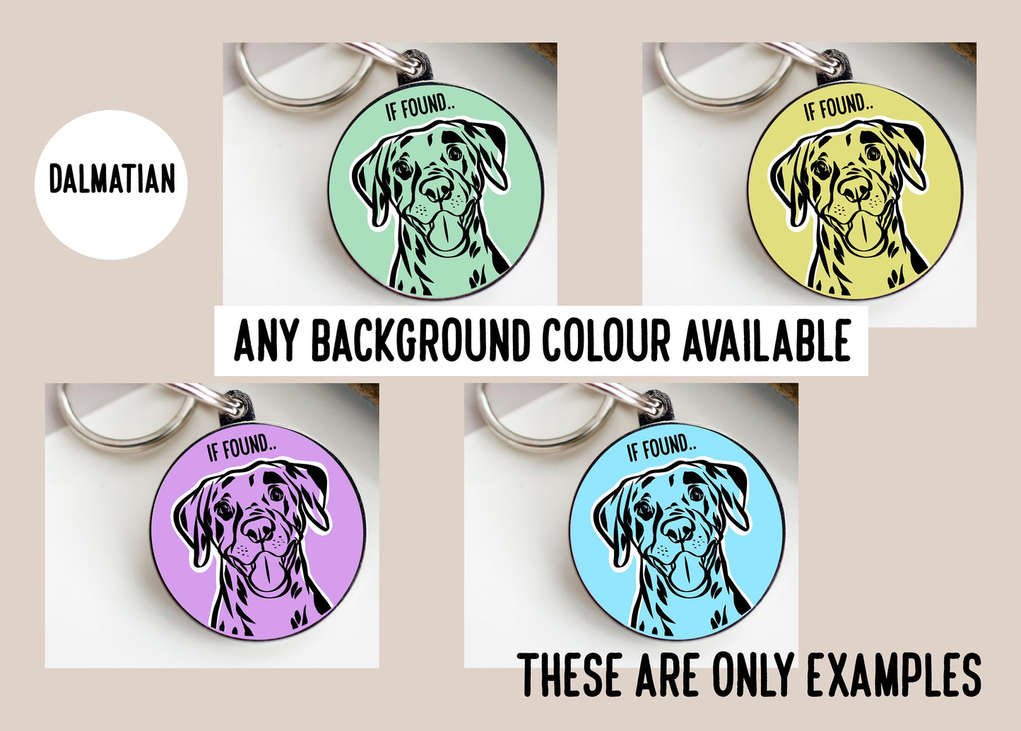 Dalmatian Outline ID Tag/ Dog Breed Line Drawing Collar Tag/ Trendy Pet Charm/ Customised Dalmatian Portrait Tag/ Pet Keepsake Gift