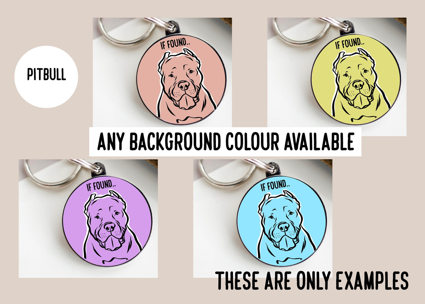 Pitbull Outline ID Tag/ Personalised Circle ID Dog Tag/ Pitbull Owner Gift/ Customised Dog Breed Line Drawing Collar Tag/ Bespoke Dog Tag