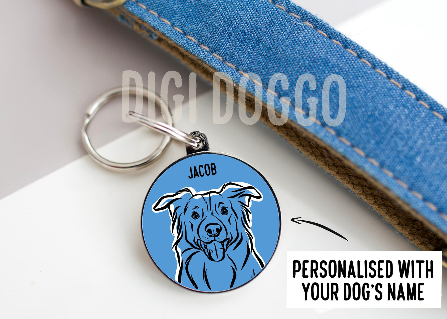 Border Collie Outline ID Tag/ Personalised Border Collie Face Collar Tag/ Custom Pet Name Identity Tag/ Cute Dog Owner Gift/ Microchip Tag