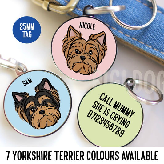 Yorkshire Terrier ID Tag/ Personalised Small Dog Breed Identity Tag Custom Pet Name Microchip Tag/ Yorkie Owner Gifts/ Yorkshire Terrier Mum