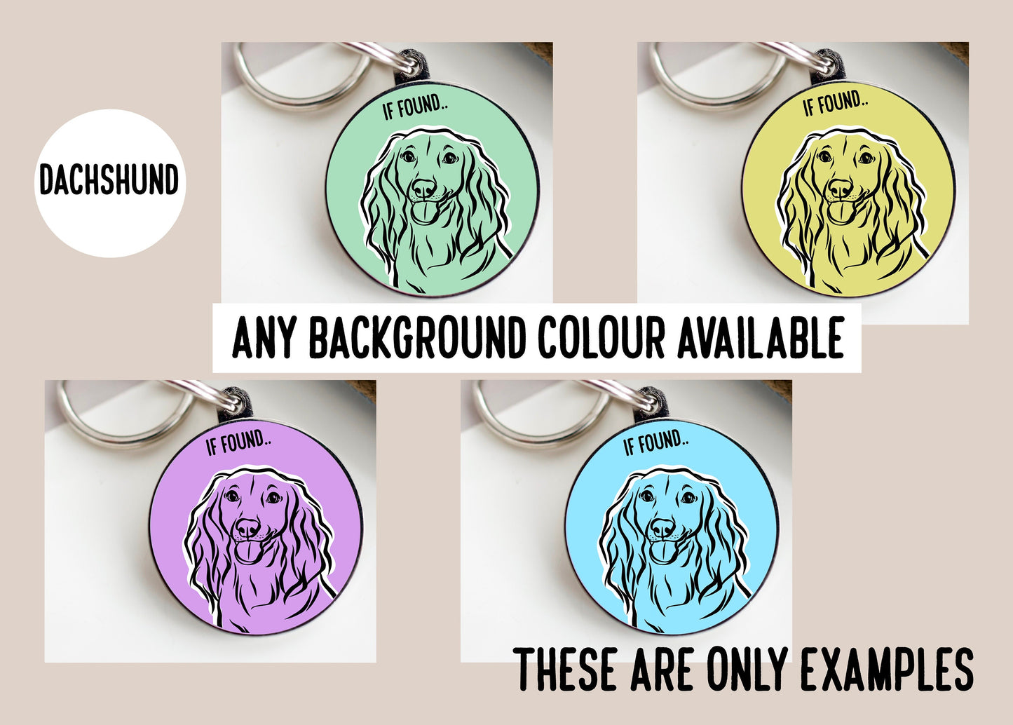 Long Haired Dachshund Outline Tag/ Customised Dog Breed Collar Charm/ Bespoke Long Haired Dachshund Owner Gift/ Pet Memorial Keepsake Gift