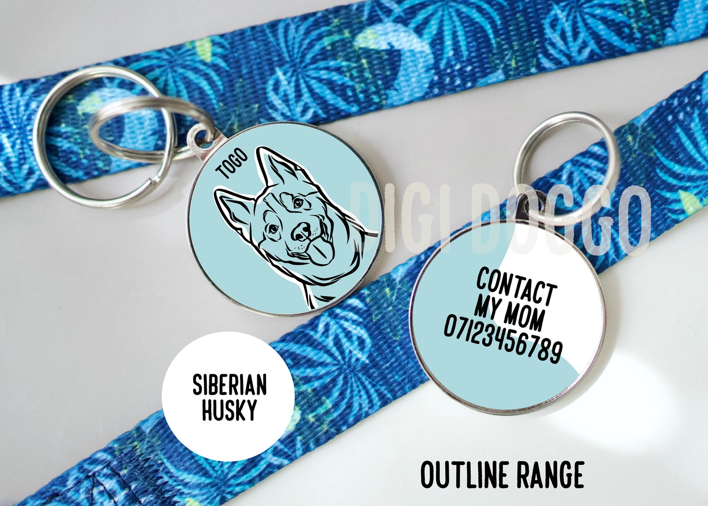 Husky Outline ID Tag/ Customised Metal ID Dog Tag/ Dog Breed Circle Tag/ Bespoke Husky Owner Gift/ Husky Portrait Tag/ Pet Keepsake Gift