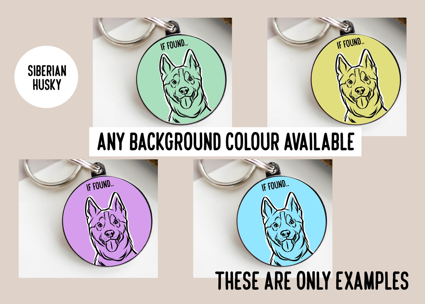 Husky Outline ID Tag/ Customised Metal ID Dog Tag/ Dog Breed Circle Tag/ Bespoke Husky Owner Gift/ Husky Portrait Tag/ Pet Keepsake Gift