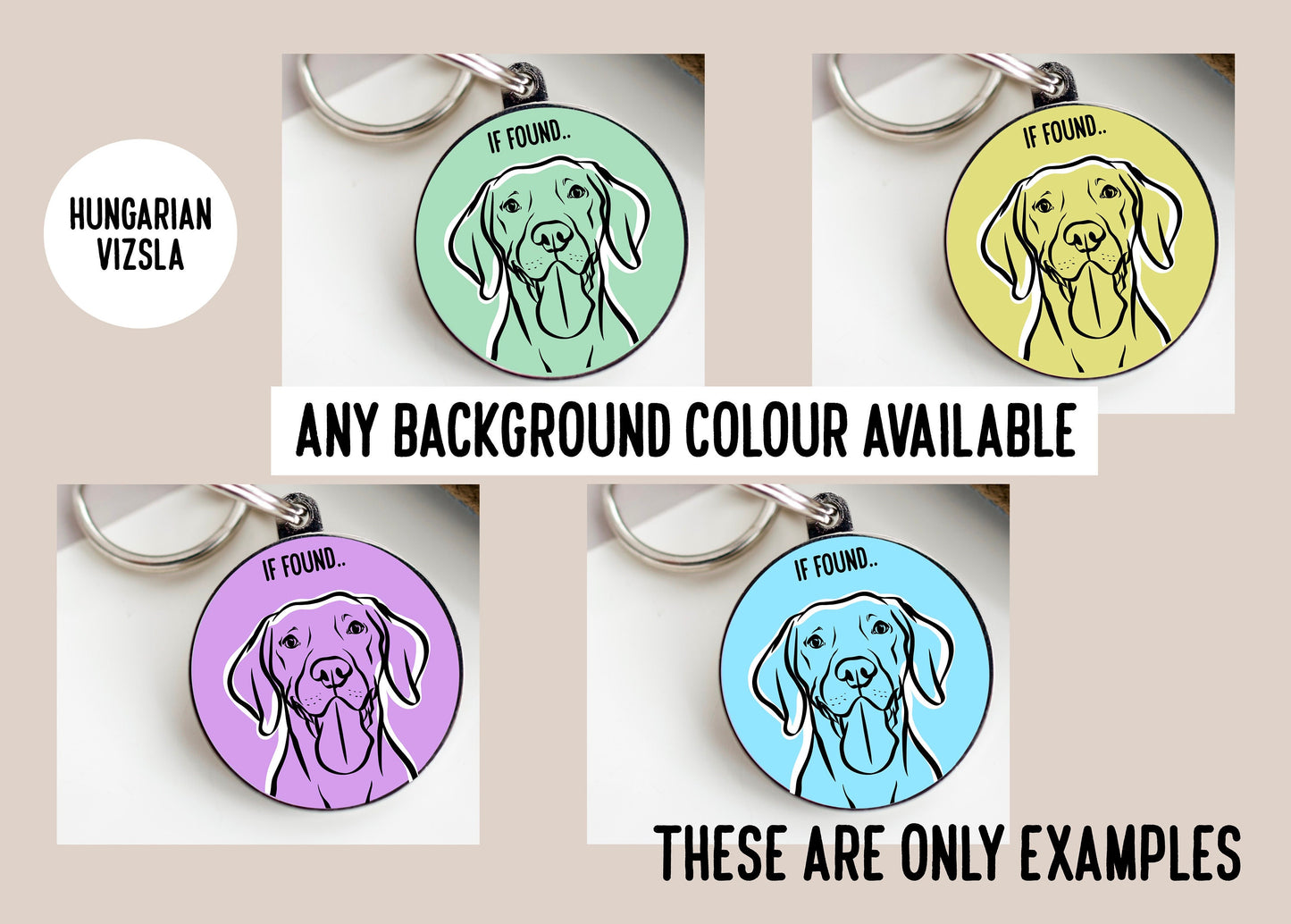 Hungarian Vizsla Outline ID Tag/ Personalised Hungarian Vizsla ID Dog Charm/ Pet Name Identify Tag/ Bespoke Hungarian Vizsla Owner Gift