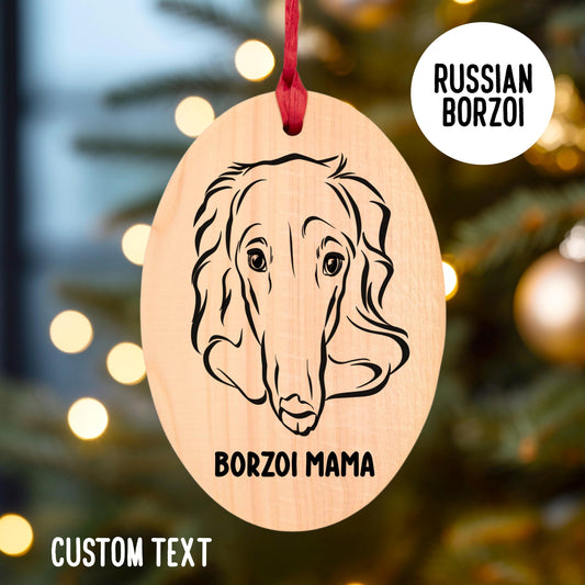 Borzoi Name Outline Art Festive Tree Decoration