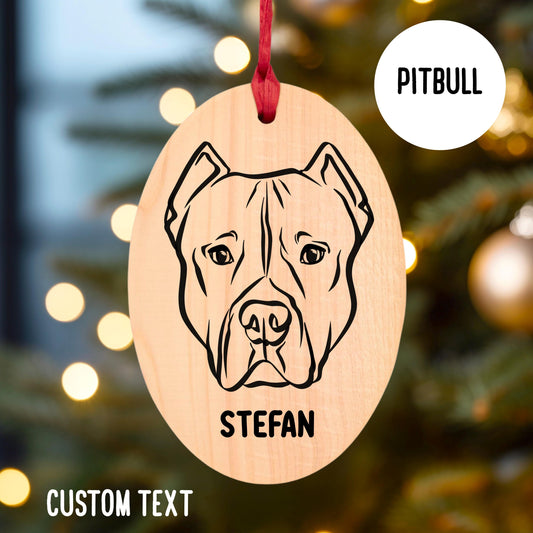 Pitbull Name Outline Art Festive Tree Decoration