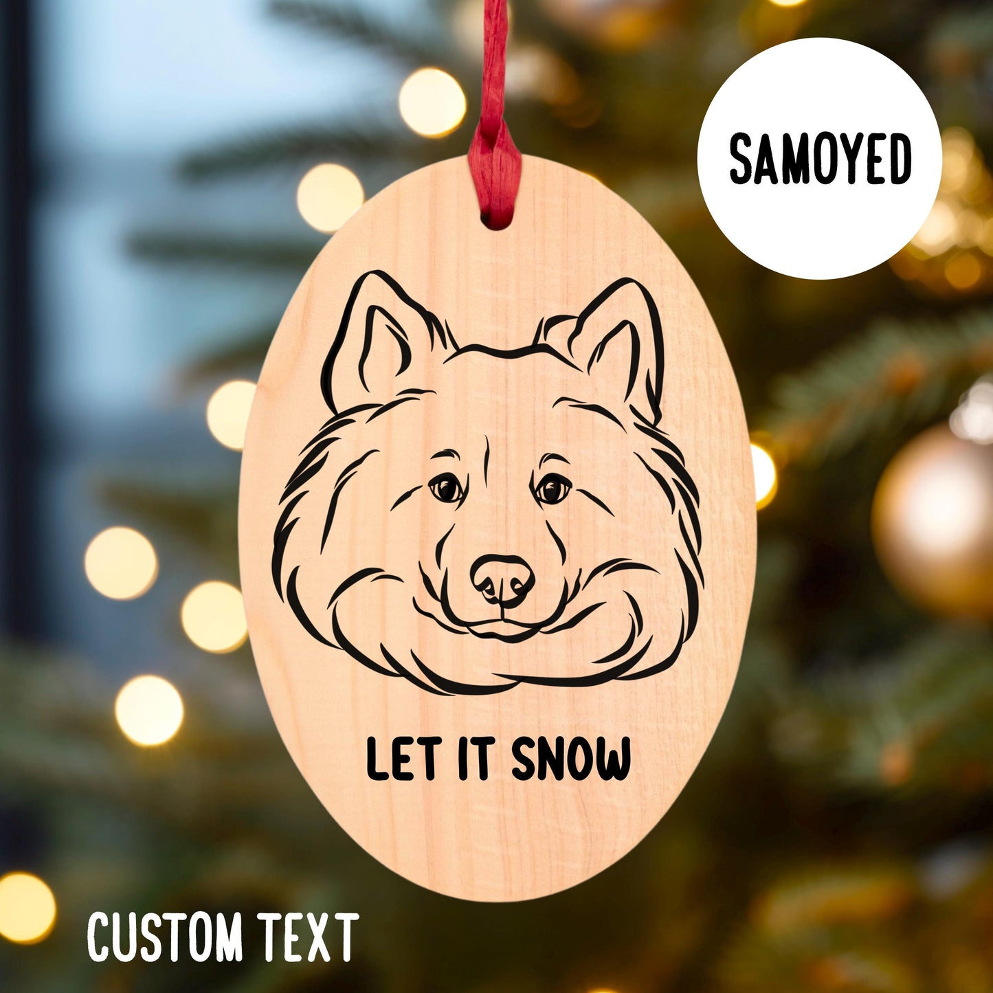 Samoyed Christmas Wood Ornament