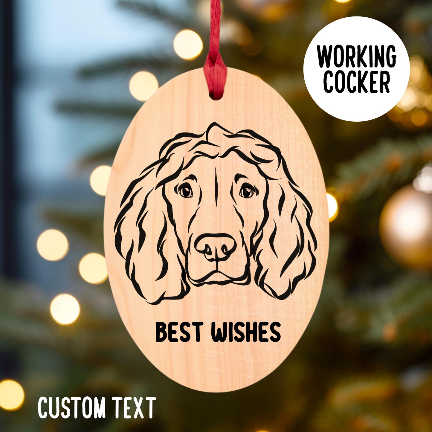 Working Cocker Name Outline Art Festive Tree Decoration