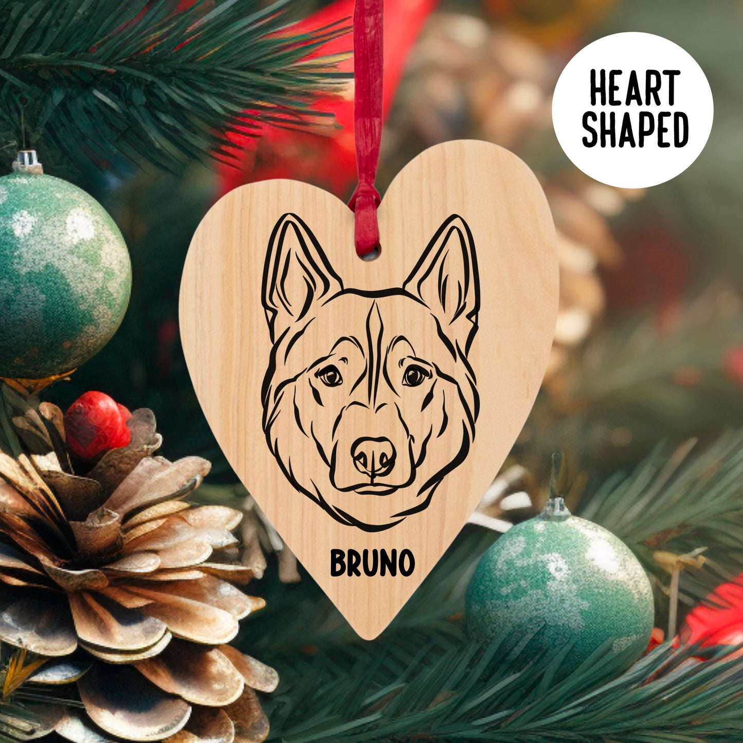 Siberian Husky Portrait Bauble With Name