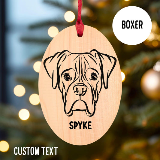 Boxer Dog Name Outline Art Tree Wooden Decoration