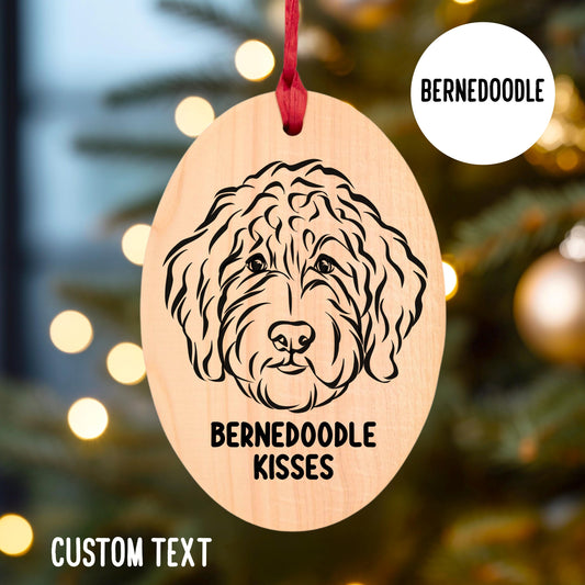 Personalised Bernedoodle Name Outline Art Festive Tree Decoration