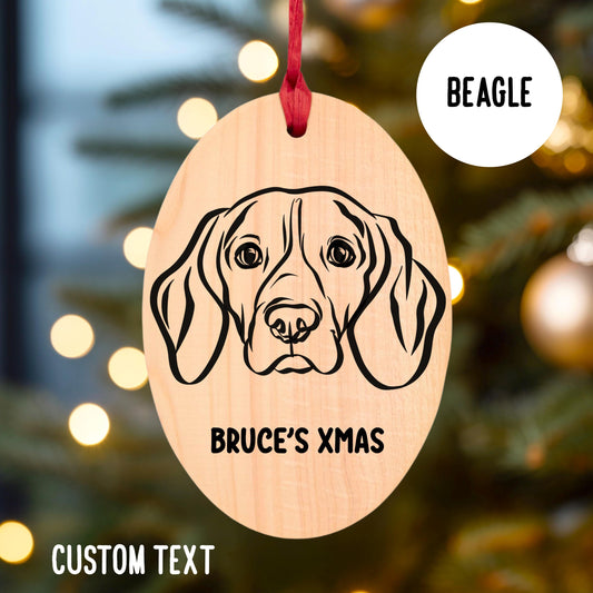 Beagle Christmas Wood Ornament